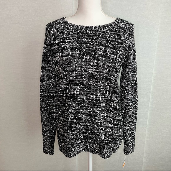 NWT Studio Works Marled Black & White Knit Sweater | Size: Small - Picture 10 of 10